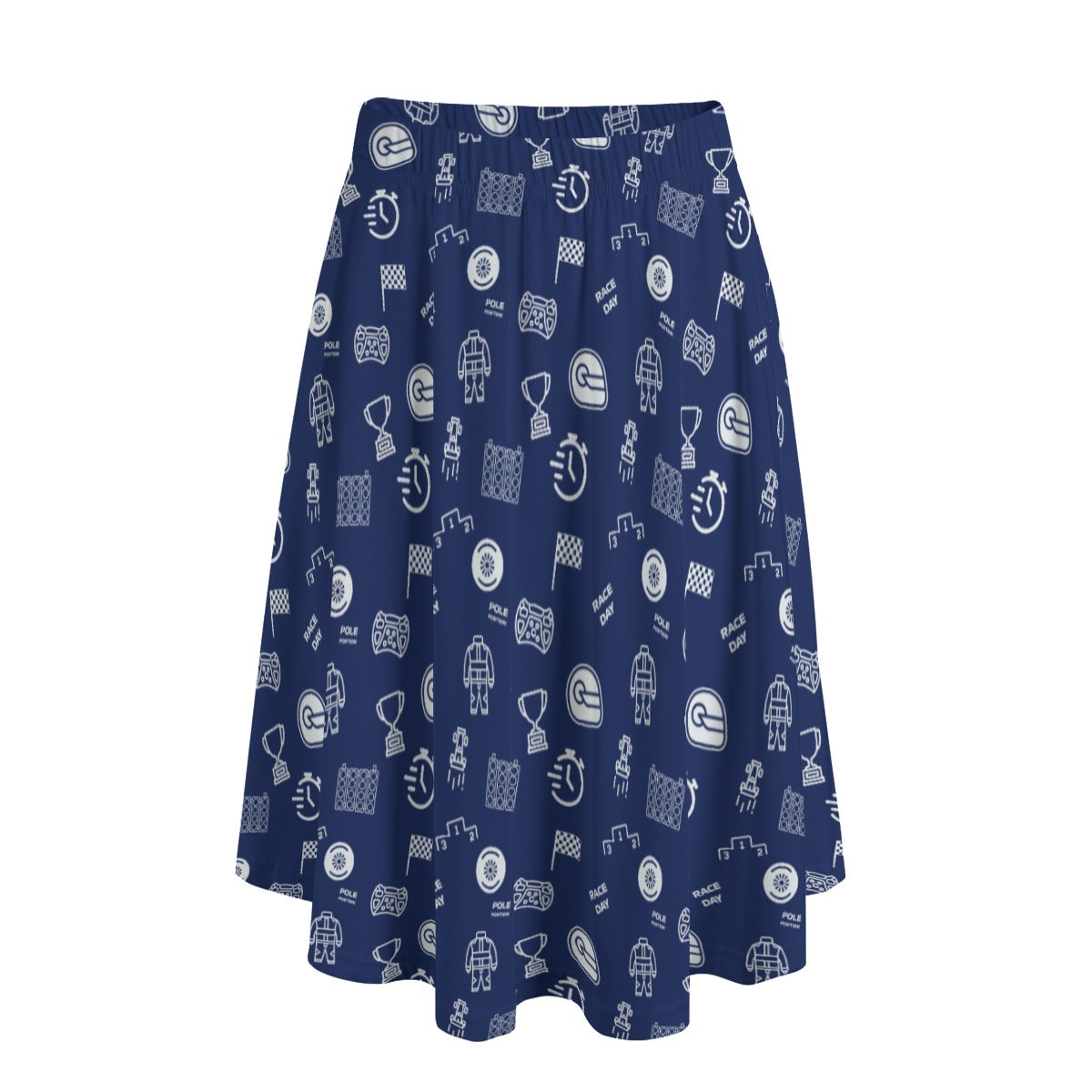 Navy and White Trackside Midi Skirt