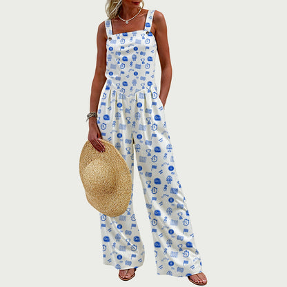 White and Medium Blue Raceday Jumpsuit