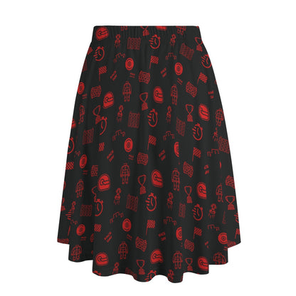 Black and Red Trackside Midi Skirt