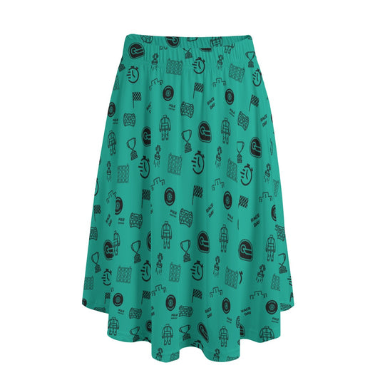 Teal and Black Trackside Midi skirt