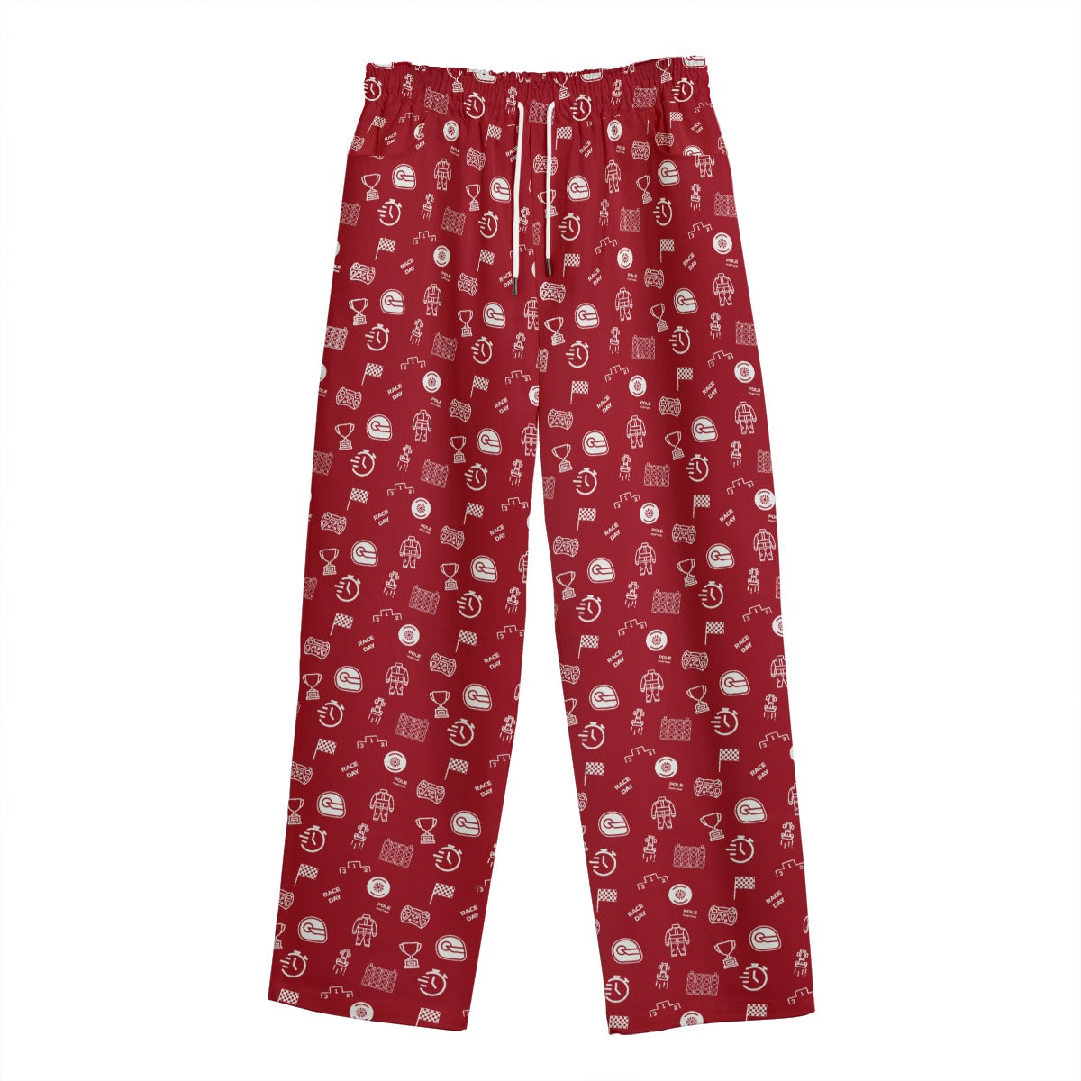 Red and White Track Side Pants