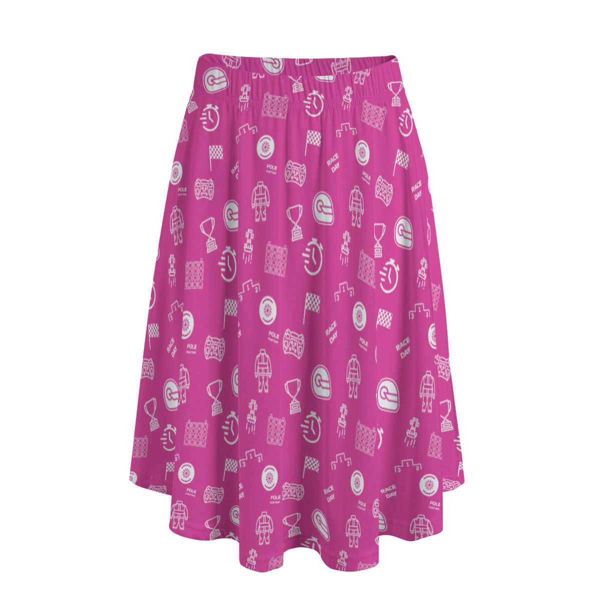 Pink and White Trackside Midi Skirt