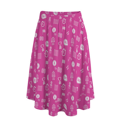 Pink and White Trackside Midi Skirt