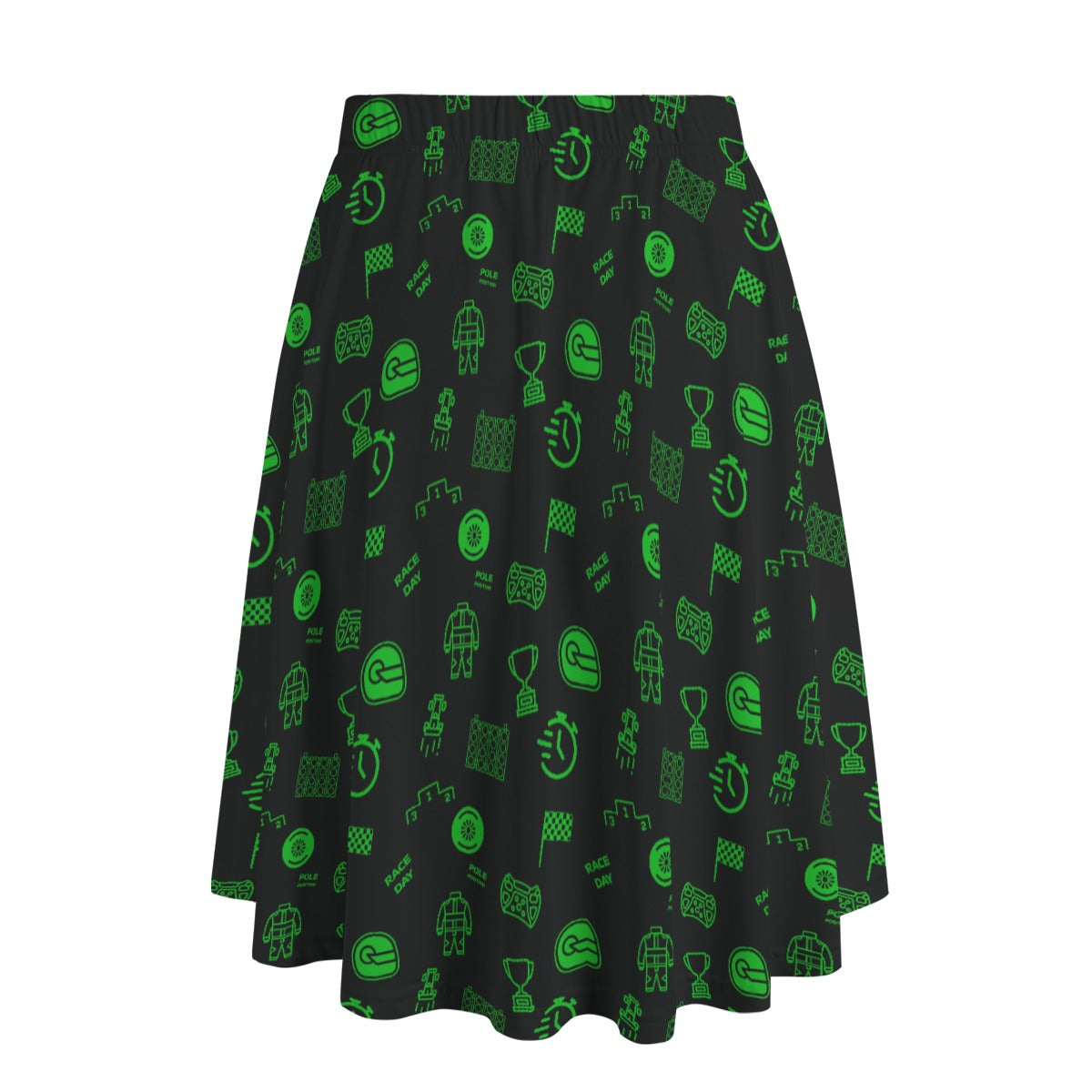 Black and Neon Green Trackside Midi Skirt