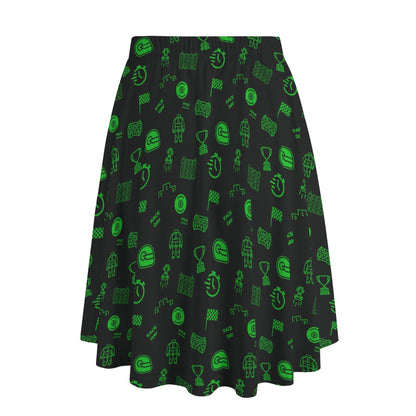 Black and Neon Green Trackside Midi Skirt