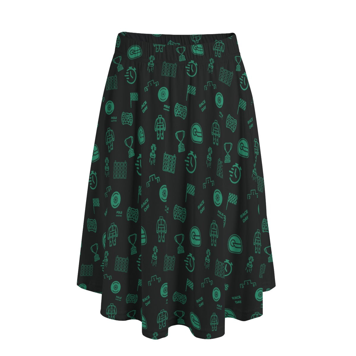 Black and Green Trackside Midi Skirt