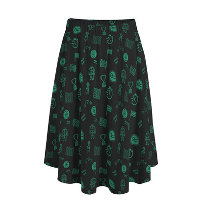 Black and Green Trackside Midi Skirt